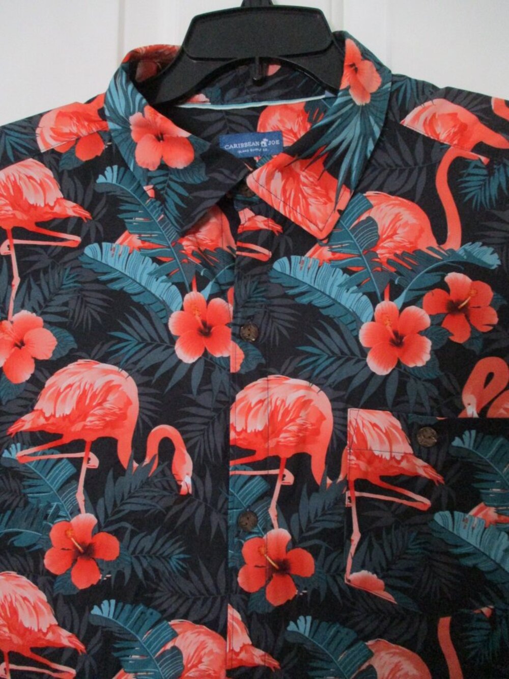 Caribbean Joe Mens S/S Pink Flamingo Casual Resort Hawaiian Shirt NWOT - XL